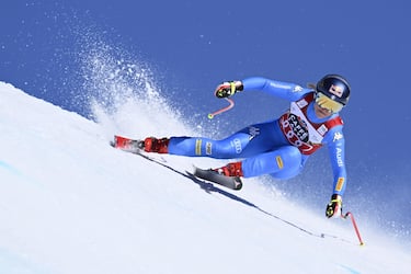 Sofia Goggia of Italy in action during the women's Downhill race at the FIS Alpine Ski World Cup in Crans-Montana, Switzerland, 26 February 2022. ANSA/JEAN-CHRISTOPHE BOTT