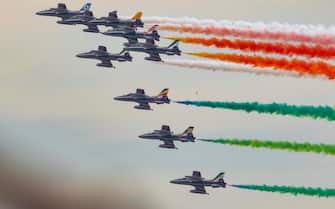 le Frecce Tricolori in volo