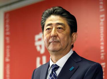 epa10058749 (FILE) - Japanese Prime Minister Shinzo Abe speaks during a news conference at headquarters of the ruling Liberal Democratic Party (LDP) in Tokyo, Japan, 23 October 2017 (reissued 08 July 2022). According to Japan's national broadcaster, former Prime Minister Shinzo Abe died of his injuries on 08 July 2022, hours after being shot during an Upper House election campaign act to support a party candidate, outside a railway station in Nara, western Japan. He was 67. Abe had served as Japan's prime minister from 2006 to 2007 and again from 2012 to 2020. He was the longest-serving prime minister in the history of the country.  EPA/KIMIMASA MAYAMA *** Local Caption *** 53849683