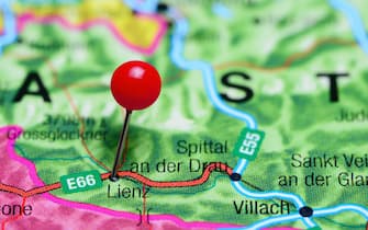 Lienz pinned on a map of Austria