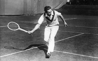 French Jean Borotra returns a ball during the Davis Cup tournament in September 1927. Borotra won 6 times the Davis Cup between 1927 and 1932. He also won the Wimbledon championships in single in 1924 and 1926, Roland Garros in 1931, and the Australian Open in 1928. (Photo credit should read -/AFP via Getty Images)