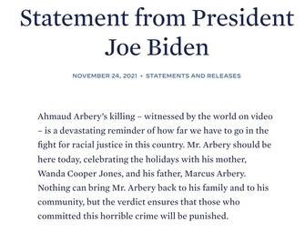Biden ha espresso soddisfazione per la condanna di tre persone per l’omicidio dell’afroamericano Ahmaud Arbery