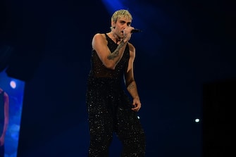 Italian singer Mr. Rain perform during last live show of "Supereroi Tour", in Mediolanum Forum, Assago, Lombardy, Italy, 18/11/23