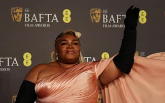 US actress Da'Vine Joy Randolph poses on the red carpet upon arrival at the BAFTA British Academy Film Awards at the Royal Festival Hall, Southbank Centre, in London, on February 18, 2024. (Photo by Adrian DENNIS / AFP)