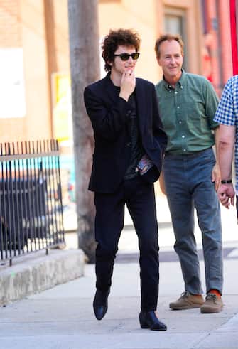 05/28/2024 Timothee Chalamet and Ed Norton are spotted on location for 'A Complete Unknown' in in Hoboken, New Jersey. Chalamet was in costume as Bob Dylan in an all black outfit, while Norton plas singer Pete Seeger.

sales@theimagedirect.com Please byline:TheImageDirect.com