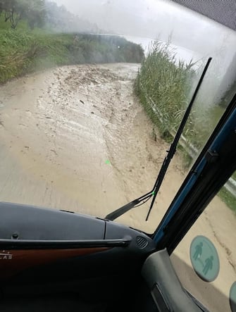 Una strada allagata