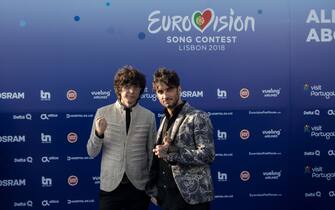 LISBON, PORTUGAL - MAY 06:  Fabrizio Moro and Ermal Meta of Italy attends the red carpet before the Eurovision private party on May 6, 2018 in Lisbon, Portugal.  (Photo by Pedro Gomes/Getty Images)