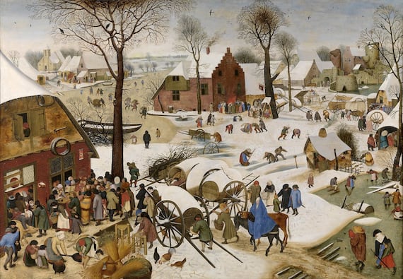 Pieter Brueghel il Giovane, Il censimento a Betlemme, ante 1616. Olio su tavola, cm 113,6 × 165,2 cm. Anversa, Koninklijk Museum voor Schone Kunsten