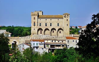 Vew of Crecchio castle small medieval village in province of Chieti, Abruzzo / Italy
