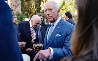 Britain's King Charles III during a meeting with the British community in Villa Wolkonsky, Rome, Italy 8 April 2025. ANSA/FABIO FRUSTACI
