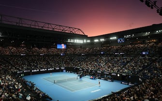 General view of the sunset of Rod Laver arena during the match between Victoria Azarenka and Elena Rybakina of Kazakistan in the Semi Final, Day 11 at the Australian Open Tennis 2023 at Rod Laver Arena, Melbourne, Australia on 26 January 2023. Photo by Peter Dovgan.
Editorial use only, license required for commercial use. No use in betting, games or a single club/league/player publications.
