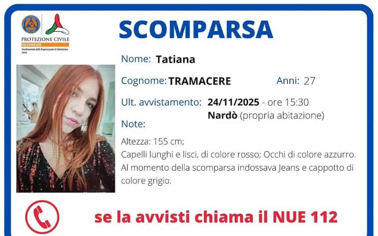 continuano le ricerche di tatiana tramacere la 27enne di nard242 scomparsa in puglia