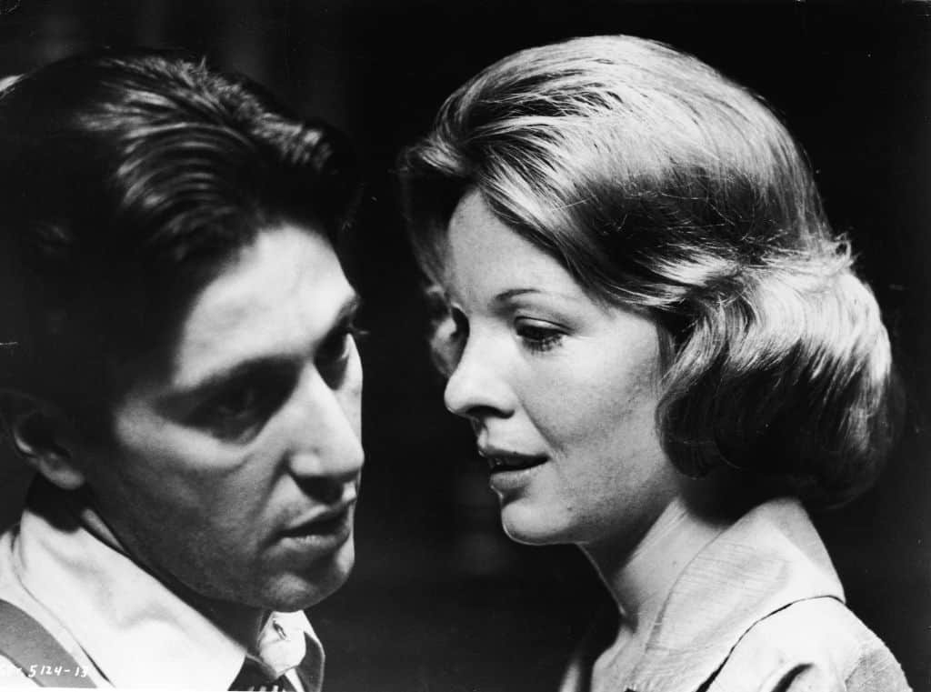 American actors Al Pacino and Diane Keaton in a scene from 'The Godfather,' directed by Fancis Ford Coppola, 1972. (Photo by Paramount Pictures/courtesy of Getty Images)