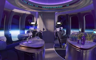 - Cape Canaveral, USA -20220413-

Out of this world tourism company Space Perspective has unveiled the luxurious ‘space lounge’ interior adventurers will experience in its Spaceship Neptune capsule, which will be hauled into the stratosphere by a giant balloon.
The cabin has room for up to eight passengers - who can kick back and watch the world go by, literally. Space Perspective has dubbed it "the world's first space lounge" and said it wanted the interior to be distinct from typical spacecraft, with elements such as reclining and reconfigurable seats, plants and sustainable materials. It even has its very own cocktail bar!
The interior of a pressurised capsule is designed to give the maximum view of its surroundings as it is wrapped in 1.5-metre-high panoramic windows that Space Perspective says are the largest windows ever flown to space.
Lift-off will take place at dawn on the day of each trip at NASA’s Kennedy Space Center, Florida, so guests can soak up the sun rising as they climb 100,000 ft (20 mi/30 km). The gradual, two-hour descent to Earth gently concludes with a splash down in the ocean, where a ship retrieves the passengers, the capsule, and the SpaceBalloon. Every aspect of the interior has been designed to enhance the transformative views while elegantly ascending at a cruise speed of 12mph.
 Spaceship Neptune can also be customised for milestone events - from weddings and birthdays to seminal events which will capture the imagination of all.

-PICTURED: General View (Space Perspective Unveil `Space Lounge` Where You Can Sip Cocktails At 100,000 Feet)
-PHOTO by: Space Perspective/Cover Images/INSTARimages.com
-51413552.jpg

This is an editorial, rights-managed image. Please contact Instar Images LLC for licensing fee and rights information at sales@instarimages.com or call +1 212 414 0207 This image may not be published in any way that is, or might be deemed to be, defamatory, libelous, pornographic, or obscene. Please consult our sales depart