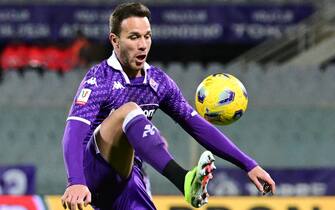 Fiorentina's midfielder Arthur Melo in action during the Italy Cup soccer match ACF Fiorentina vs Bologna FC at Artemio Franchi Stadium in Florence, Italy, 9 January  2024
ANSA/CLAUDIO GIOVANNINI