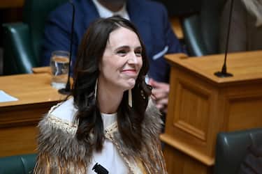 epa10559260 Former New Zealand's Prime Minister Jacinda Ardern delivers her valedictory speech at Parliament House in Wellington, New Zealand, 05 April 2023. Ardern resigned from the post in January 2023 and withdrew from politics. On 04 April Ardern was appointed Special Envoy for the Christchurch Call and a trustee of the Prince of Wales' Earthshot Prize.  EPA/MASANORI UDAGAWA  AUSTRALIA AND NEW ZEALAND OUT