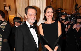MILAN, ITALY - DECEMBER 07: Attilio Fontana and Roberta Dini attend the 2023/2024 Season Inauguration at Teatro Alla Scala on December 07, 2023 in Milan, Italy. (Photo by Pietro D'Aprano/Getty Images)