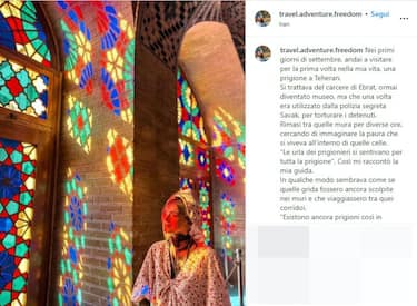 "Ancora una volta non posso che ripetermi che sono fortunata, siamo fortunati, e credetemi, non Ë scontato, come non lo Ë la nostra libert‡". Dopo quasi tre settimane dalla liberazione dal carcere di Evin, in Iran, Alessia Piperno torna a scrivere sui social, con un post per ringraziare amici e follower del supporto e per essere stati vicini alla sua famiglia. "Ho visto, subito e sentito cose che un giorno mi daranno la forza per lottare accanto al popolo Iraniano", scrive la donna, 28 novembre 2022.
ANSA/Instagram travel.adventure.freedom + ATTENZIONE LA FOTO NON PUO' ESSERE PUBBLICATA O RIPRODOTTA SENZA L'AUTORIZZAZIONE     DELLA FONTE DI ORIGINE CUI SI RINVIA + NPK