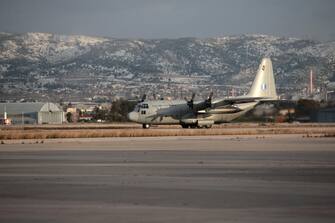 epa10451249 The Greek rescue mission to help Turkey with two devastating earthquakes departs from Elefsina military airport to the Incirlik airport base, Greece, 06 February 2023. The mission includes 21 firefighters from the emergency unit EMAK, 2 rescue dogs, and a special rescue mission vehicle. Also flying with them are a Fire Brigade officer specializing in supporting collapsed buildings, 5 emergency doctors from the EKAV ambulance emergency system, and the president of Greece's Organization of Antiseismic Planning and Protection, Efthymios Lekkas. According to the US Geological Service, an earthquake with a preliminary magnitude of 7.8 struck southern Turkey close to the Syrian border. The earthquake caused buildings to collapse and sent shockwaves over northwest Syria, Cyprus, and Lebanon. Hundreds of people have died and more than seven thousand have been injured in Turkey, according to AFAD, Turkish Disaster and Emergency Management Presidency.  EPA/GEORGE VITSARAS