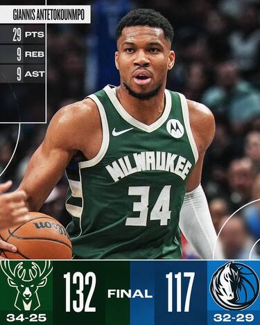 DALLAS MAVERICKS-MILWAUKEE BUCKS 117-132