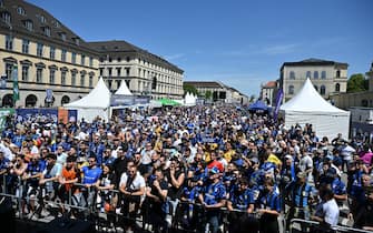 Munich Football Arena Stadium, Munich,Germany - Inter Milan's fans during Uefa Champions League Final Football pre Match,  Paris vs Inter Milan, 31 May 2025 
(Photo by Roberto Ramaccia/Sipa USA)