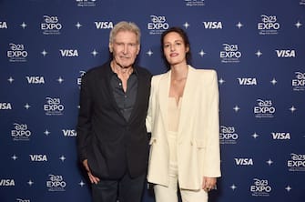 ANAHEIM, CALIFORNIA - SEPTEMBER 10: (L-R) Harrison Ford and Phoebe Waller-Bridge attend D23 Expo 2022 at Anaheim Convention Center in Anaheim, California on September 10, 2022. (Photo by Alberto E. Rodriguez/Getty Images for Disney)