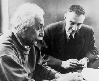 Oppenheimer Learning from Einstein (Photo by Â© CORBIS/Corbis via Getty Images)