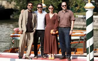 VENICE, ITALY - AUGUST 31: Edoardo Leo, Pier Giorgio Bellocchio, Giorgia Fasce and Fausto Russo Alesi are seen at the 81st Venice International Film Festival on August 31, 2024 in Venice, Italy. (Photo by Matt Winkelmeyer/Getty Images)