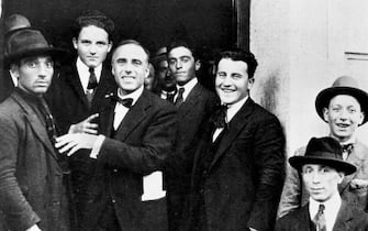 Giacomo Matteotti (1885-1924) with some members of the PSI (Italian Socialist Party) a few days before his kidnapping, May-June 1924, Rome, Italy, 20th century.