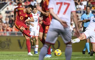 RomaÕs Stephan El Shaarawy In action during the Serie A soccer match between AS Roma and AC Monza at the Olimpico stadium in Rome, Italy, 22 October 2023. ANSA/RICCARDO ANTIMIANI