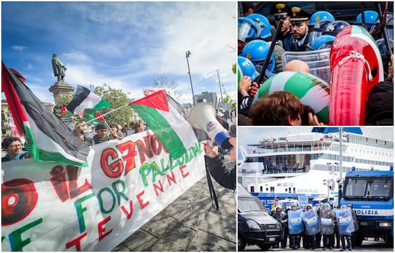 Corteo pro Palestina e contro il G7 a Napoli, scontri tra manifestanti e polizia. FOTO