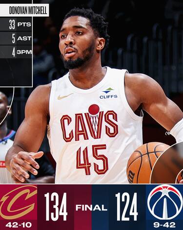 WASHINGTON WIZARDS-CLEVELAND CAVALIERS 124-134