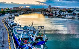 View of the banks of the river Pescara, Pescara Italy