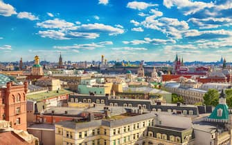 Aerial view at historic center of Moscow, Russia.