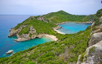 Famous 2 side Porto Timoni beach near Agios Georgios - Corfu, Greece
