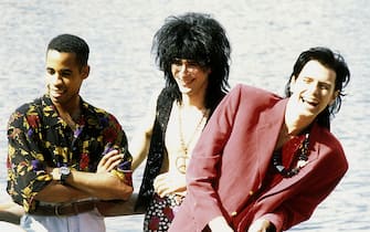 Sterling Campbell, Warren Cuccurullo and John Taylor from Duran Duran at the photocall for the Big Electric Theater tour in Limeharbour on the Isle of Dogs. London, April 13, 1989 | usage worldwide (London - 1989-04-13, Rudi Keuntje/Geisler-Fotopress / IPA) p.s. la foto e' utilizzabile nel rispetto del contesto in cui e' stata scattata, e senza intento diffamatorio del decoro delle persone rappresentate