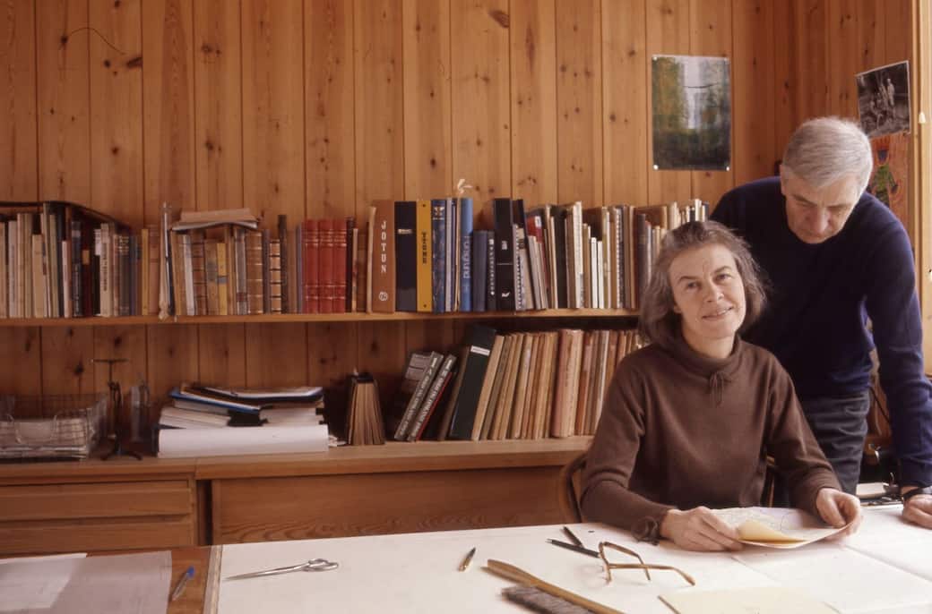 Wenche and Jens Selmer at the drawing board. © Private collection. Photo: Jens Selmer