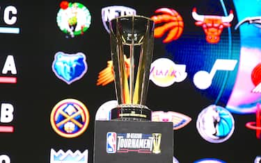 LAS VEGAS, NV - JULY 8: A general view of the Championship Trophy for the In Season Tournament at NBA Con as part of the 2023 Las Vegas Summer League on July 8, 2023 at the Mandalay Convention Center in Las Vegas, Nevada. NOTE TO USER: User expressly acknowledges and agrees that, by downloading and/or using this Photograph, user is consenting to the terms and conditions of the Getty Images License Agreement. Mandatory Copyright Notice: Copyright 2023 NBAE (Photo by Tom O'Connor/NBAE via Getty Images)