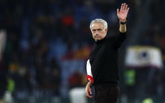 Roma's coach Jose Mourinho celebrates the victory at the end of the Italy Cup (Coppa Italia) round of 16 soccer match AS Roma vs US Cremonese at Olimpico stadium in Rome, Italy, 03 January 2024. ANSA/ANGELO CARCONI