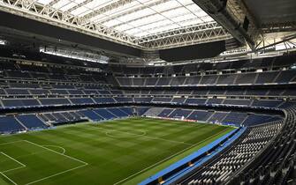 Madrid, Estadio Santiago Bernabeu, 06.03.24, GER, Herren, UEFA Champions League, Saison 2023-2024, Achtelfinale, Real Madrid CF - RB Leipzig Bild: Stadionansicht Only for editorial use! UEFA regulations prohibit any use of photographs as image sequences and or quasi-video. Spanien *** Madrid, Estadio Santiago Bernabeu, 06 03 24, GER, Men, UEFA Champions League, Season 2023 2024, Round of 16, Real Madrid CF RB Leipzig Image stadium view Only for editorial use UEFA regulations prohibit any use of photographs as image sequences and or quasi video Spain