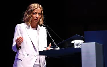 La presidente del Consiglio Giorgia Meloni all'assemblea di Confindustria, Roma, 18 settembre 2024.
ANSA/ VINCENZO LIVIERI