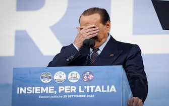 President of Italian party 'Forza Italia', Silvio Berlusconi attend of the center-right closing rally of the campaign for the general elections at Piazza del Popolo, in Rome, Italy, 22 September 2022. ANSA/GIUSEPPE LAMI