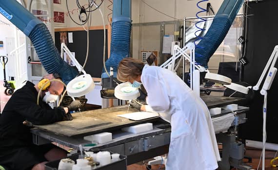 Porta degli Apostoli, durante il restauro. Crediti Fotografici Opificio delle Pietre Dure