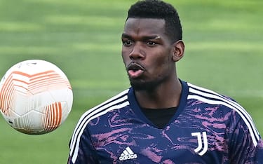 Juventus' Paul Pogba during training on the eve of the UEFA Europa League semi-final against Sevilla at the Continassa in Turin, Italy, 10 May 2023 ANSA/ALESSANDRO DI MARCO