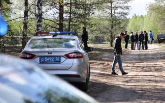 RUSSIA, NIZHNY NOVGOROD REGION - MAY 6, 2023: Emergency services respond to the site of a car bomb assassination attempt on writer Zakhar Prilepin near the village of Pionersky. According to recent data, Prilepin has been brought to hospital with injuries to his legs, his driver dead. Stringer/TASS/Sipa USA