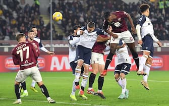 Torino's Duvan Zapata scores the goal (2-0) during the italian Serie A soccer match Torino FC vs US Lecce at the Olimpico Grande Torino Stadium in Turin, Italy, 16 february 2024 ANSA/ALESSANDRO DI MARCO
