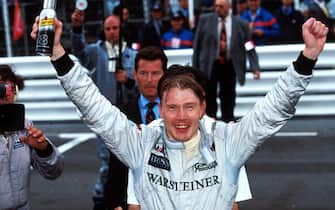 Mika Hakkinen (FIN) Mclaren  MP4-13 celebrates
Formula One World Championship, Rd 6, Monaco Grand Prix, Monaco, 24 May 1998