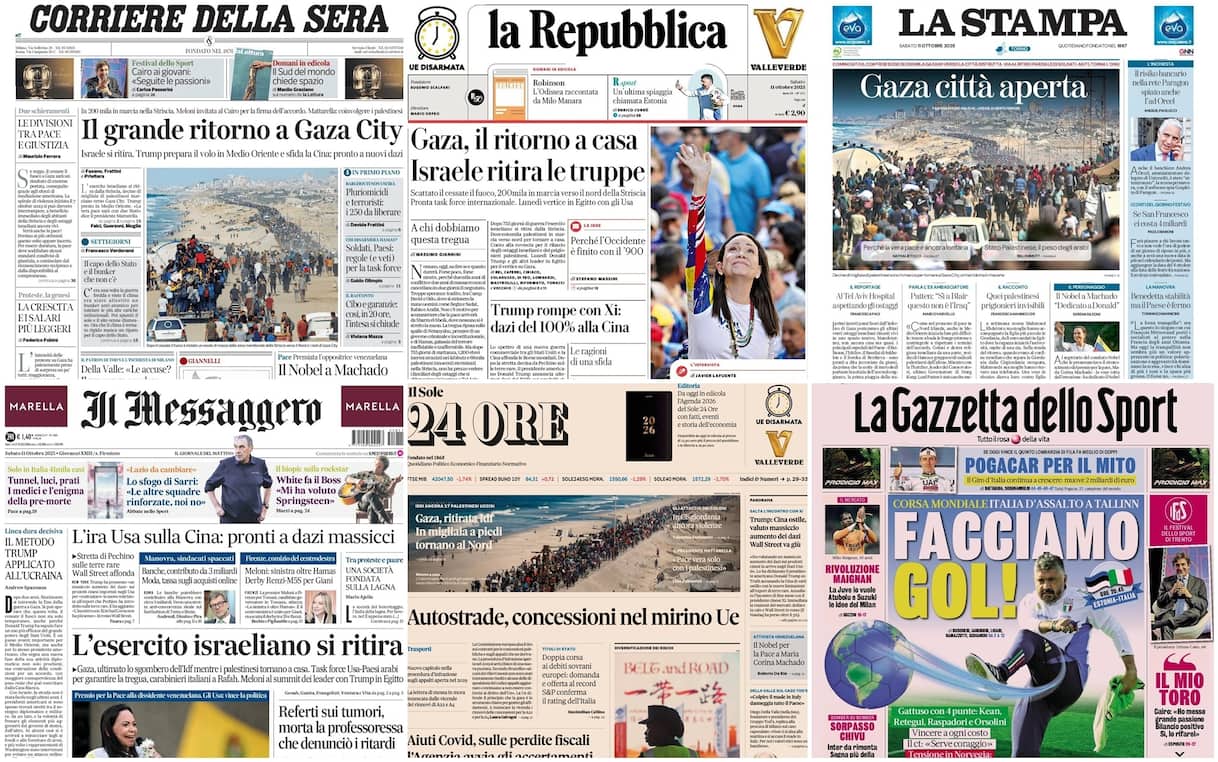 Le prime pagine dei quotidiani di oggi 11 ottobre: la rassegna stampa di Sky TG24