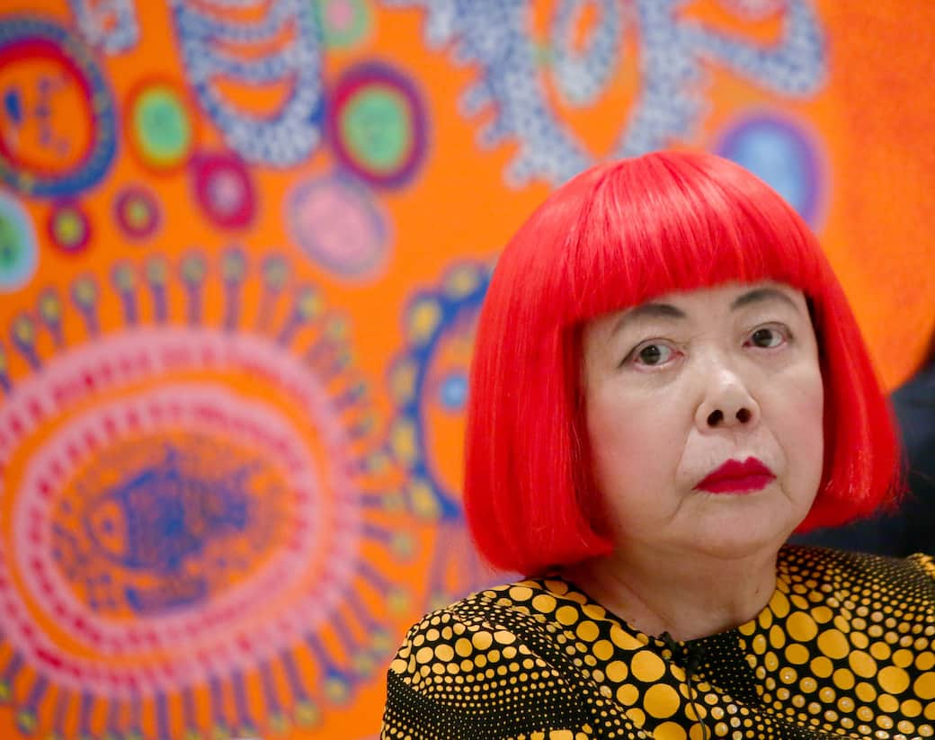 Yayoi Kusama at David Zwirner in 2013. Photo: Andrew Toth/Getty Images