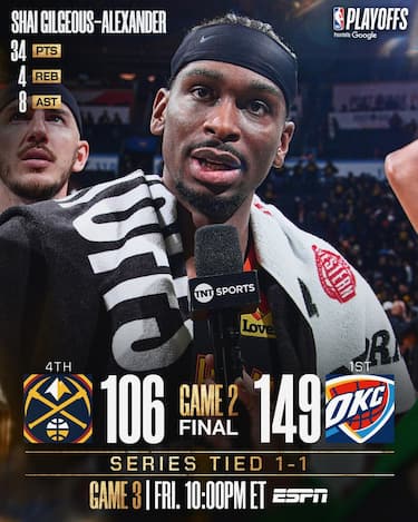 GARA-2 OKLAHOMA CITY THUNDER-DENVER NUGGETS 149-106